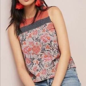 Anthropologie Meadow Rue embroidered floral tank sz XL